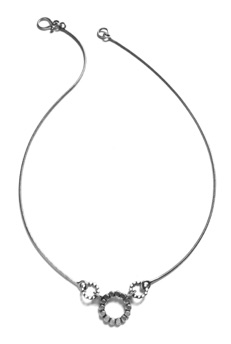 ZIZIA $155-sterling silver necklace with three blossoms (15 1/2" snake chain) ZIZIA $155-sterling silver necklace with three blossoms (15 1/2" snake chain)